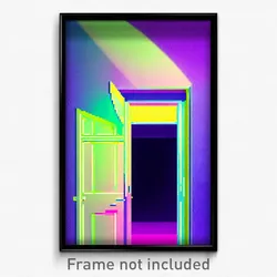 Pixel Art Poster - Acidic Door (8 Bit Psychedelic Trippy Weird Video Game Print)