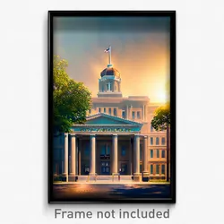 Pixel Art Poster - Alive Courthouse (8 Bit Psychedelic Trippy Video Game Print)