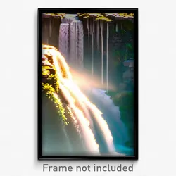 Pixel Art Poster - Drab Waterfall (8 Bit Psychedelic Trippy Video Game Print)