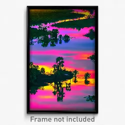 Pixel Art Poster - Reflecting Bayou (8 Bit Psychedelic Trippy Video Game Print)