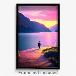 Pixel Art Poster - Superb Lake (8 Bit Psychedelic Trippy Weird Video Game Print)