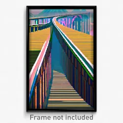 Pixel Art Poster - Virtual Viaduct (8 Bit Psychedelic Trippy Video Game Print)