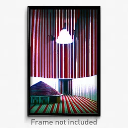 Pixel Art Poster - Striped Granary (8 Bit Psychedelic Trippy Video Game Print)