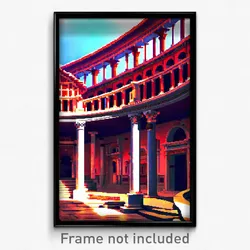 Pixel Art Poster - Exotic Roman Architecture (8 Bit Video Game Print)