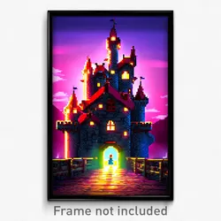 Pixel Art Poster - Strange Castle (8 Bit Psychedelic Trippy Video Game Print)