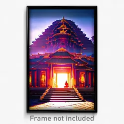 Pixel Art Poster - Droopy Temple (8 Bit Psychedelic Trippy Video Game Print)