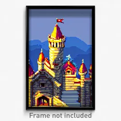 Pixel Art Poster - Superficial Castle (8 Bit Psychedelic Video Game Print)