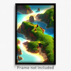 Pixel Art Poster - Outlandish Island (8 Bit Psychedelic Trippy Video Game Print)