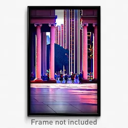 Pixel Art Poster - Beautiful Plaza (8 Bit Psychedelic Trippy Video Game Print)