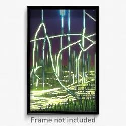 Pixel Art Poster - Digital Wire Frame Grass (8 Bit Psychedelic Video Game Print)