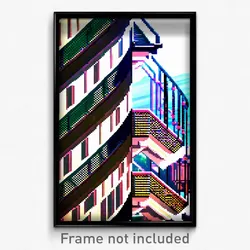 Pixel Art Poster - Zigzag Balcony (8 Bit Psychedelic Trippy Video Game Print)