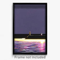Pixel Art Poster - Black Sandbar (8 Bit Psychedelic Trippy Video Game Print)
