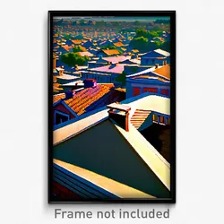 Pixel Art Poster - Tremendous Rooftops (8 Bit Psychedelic Video Game Print)
