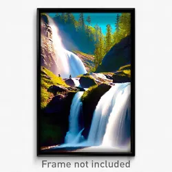 Pixel Art Poster - Esteemed Falls (8 Bit Psychedelic Trippy Video Game Print)