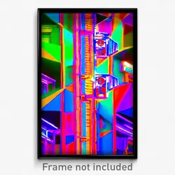 Pixel Art Poster - Kaleidoscopic Motel (8 Bit Psychedelic Video Game Print)