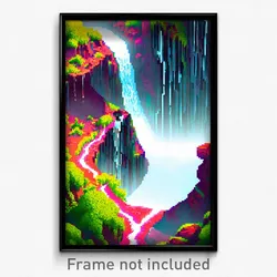 Pixel Art Poster - Fluid Ravine (8 Bit Psychedelic Trippy Video Game Print)