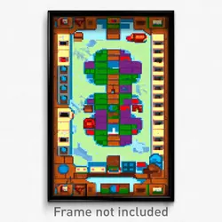 Pixel Art Poster - Rural Board Game (8 Bit Psychedelic Trippy Video Game Print)