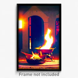 Pixel Art Poster - Warm Hearth (8 Bit Psychedelic Trippy Weird Video Game Print)