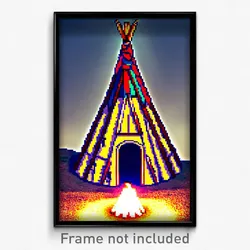 Pixel Art Poster - Stained Wigwam (8 Bit Psychedelic Trippy Video Game Print)