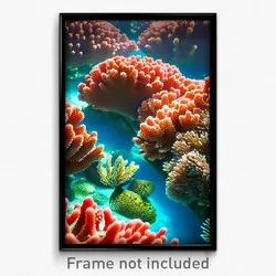 Pixel Art Poster - Natural Coral Reef (8 Bit Psychedelic Video Game Print)