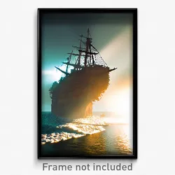 Pixel Art Poster - Tall Shipwreck (8 Bit Psychedelic Trippy Video Game Print)
