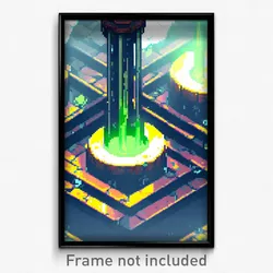 Pixel Art Poster - Liquid Stronghold (8 Bit Psychedelic Trippy Video Game Print)