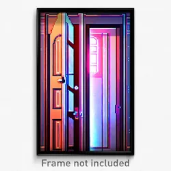 Pixel Art Poster - Spectacular Door (8 Bit Psychedelic Trippy Video Game Print)