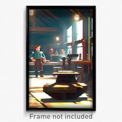 Pixel Art Poster - Unique Smithy (8 Bit Psychedelic Trippy Video Game Print)