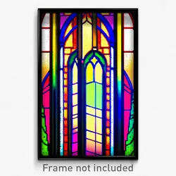 Pixel Art Poster - Realistic Stained Glass (8 Bit Psychedelic Video Game Print)