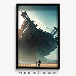 Pixel Art Poster - Giant Sea Wreck (8 Bit Psychedelic Trippy Video Game Print)