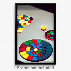 Pixel Art Poster - Spherical Board Game (8 Bit Psychedelic Video Game Print)