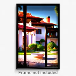 Pixel Art Poster - Conventional Villa (8 Bit Psychedelic Video Game Print)