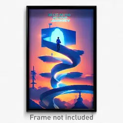 Pixel Art Poster - Blue Mind Journey (8 Bit Psychedelic Trippy Video Game Print)