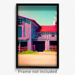 Pixel Art Poster - Droopy Farm (8 Bit Psychedelic Trippy Weird Video Game Print)