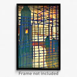 Pixel Art Poster - Wire Frame Mexican City (8 Bit Psychedelic Video Game Print)