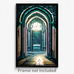 Pixel Art Poster - Glossy Crypt (8 Bit Psychedelic Trippy Video Game Print)