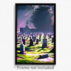 Pixel Art Poster - Distorted Cemetery (8 Bit Psychedelic Video Game Print)