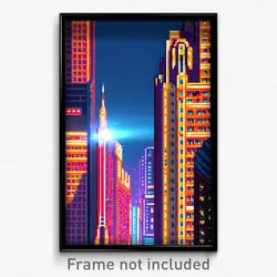 Pixel Art Poster - Majestic Metropolis (8 Bit Psychedelic Video Game Print)