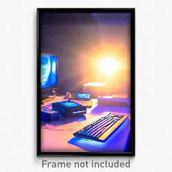 Pixel Art Poster - Blue Computer (8 Bit Psychedelic Trippy Video Game Print)