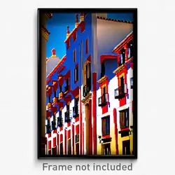 Pixel Art Poster - Attractive Spanish Architecture (8 Bit Video Game Print)