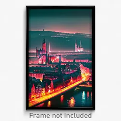 Pixel Art Poster - Electric German City (8 Bit Psychedelic Video Game Print)