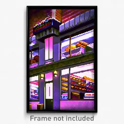 Pixel Art Poster - Voluminous Bakery (8 Bit Psychedelic Trippy Video Game Print)