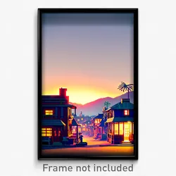Pixel Art Poster - Mellow Shantytown (8 Bit Psychedelic Trippy Video Game Print)