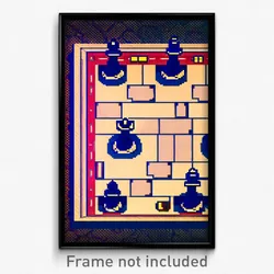 Pixel Art Poster - Humble Chess Board (8 Bit Psychedelic Video Game Print)