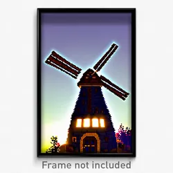 Pixel Art Poster - Animated Windmill (8 Bit Psychedelic Trippy Video Game Print)