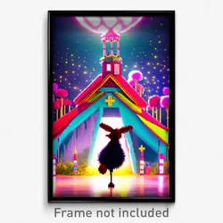 Pixel Art Poster - Fluffy Folly (8 Bit Psychedelic Trippy Video Game Print)