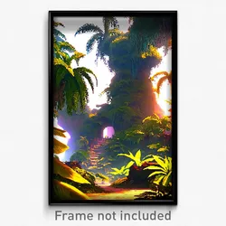 Pixel Art Poster - Worldly Jungle (8 Bit Psychedelic Trippy Video Game Print)