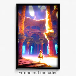 Pixel Art Poster - Fluffy Ancient Architecture (8 Bit Video Game Print)