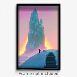Pixel Art Poster - Frozen Heights (8 Bit Psychedelic Trippy Video Game Print)