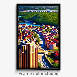 Pixel Art Poster - Clean Swedish City (8 Bit Psychedelic Video Game Print)